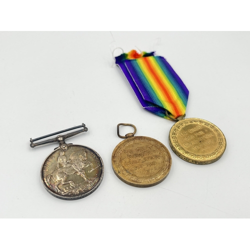 2231 - Three WWI British medals, one War presented to 46334 Pte. H. Dixon Durh. L. I. and two Victory, one ... 