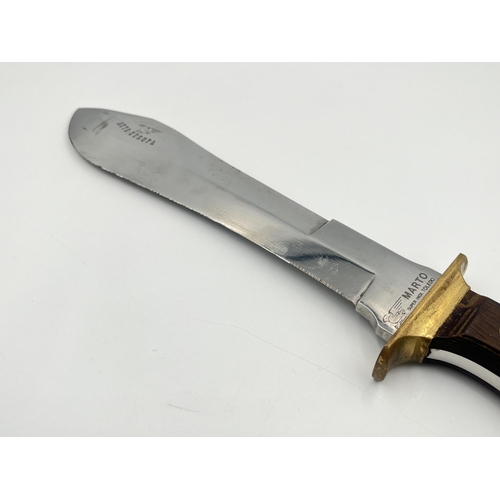 2232B - A Marto Tolido Auto-Europa hunting knife with brass and wooden handle