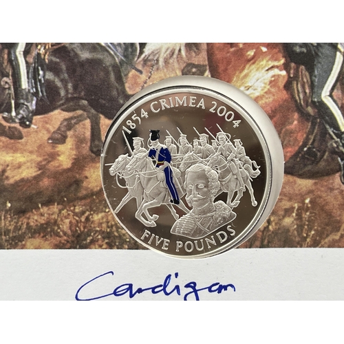 2237 - A boxed 2004 Westminster The Crimean War Triple Signed silver proof limited edition to 195 five poun... 