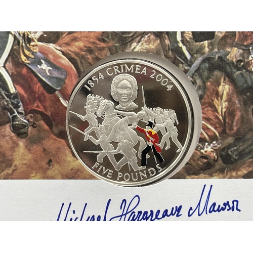 2237 - A boxed 2004 Westminster The Crimean War Triple Signed silver proof limited edition to 195 five poun... 