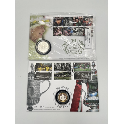 2239 - Two boxed The Royal Mint Royal Mail limited edition silver proof coin and first day cover sets, one ... 