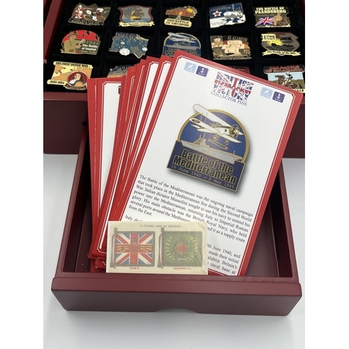 2248 - A cased collection of 50 Danbury Mint British Victory Collector pin badges