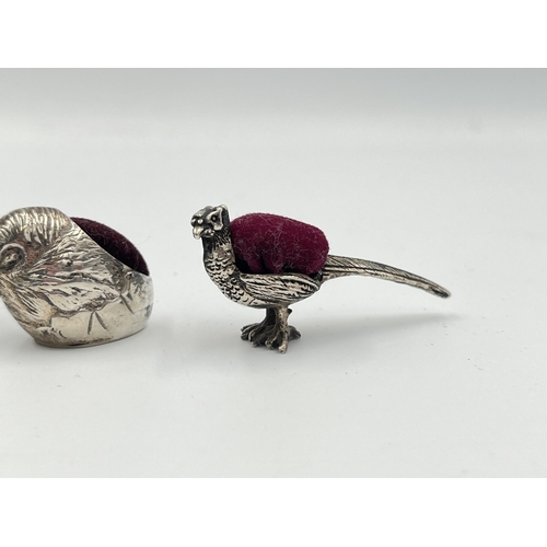 2253 - Three .925 silver bird pin cushions