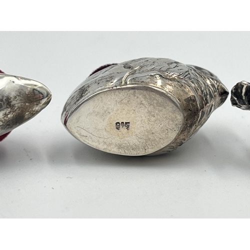 2253 - Three .925 silver bird pin cushions