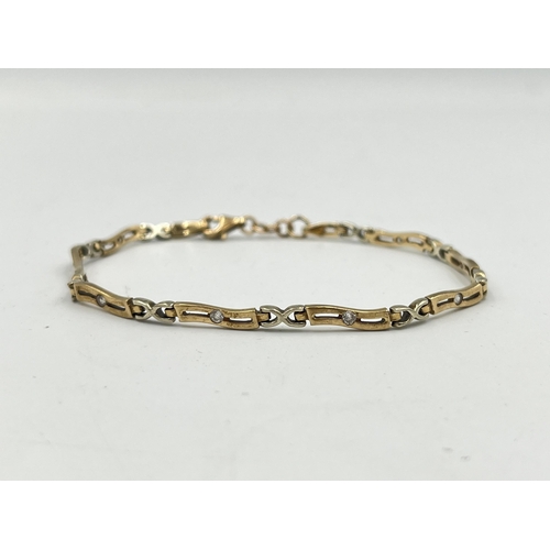 2329 - A 9ct gold CZ set bracelet - approx. gross weight 6.7g