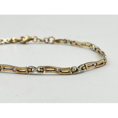 2329 - A 9ct gold CZ set bracelet - approx. gross weight 6.7g