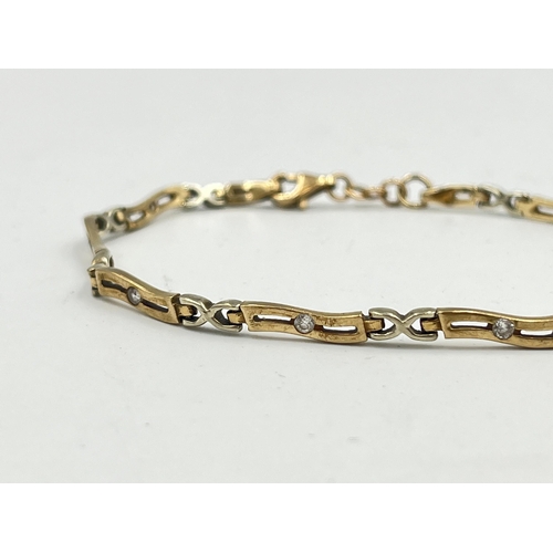 2329 - A 9ct gold CZ set bracelet - approx. gross weight 6.7g