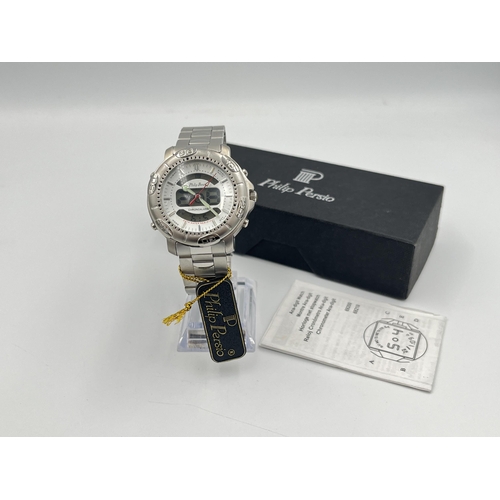 2338 - A boxed Phillip Persio analogue and digital chronoalarm men's wristwatch