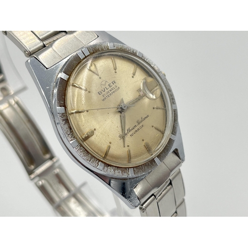 2343A - A 1960s Bvler Nivarox Beryllium Balance mechaincal men's wristwatch with associated stainless steel ... 