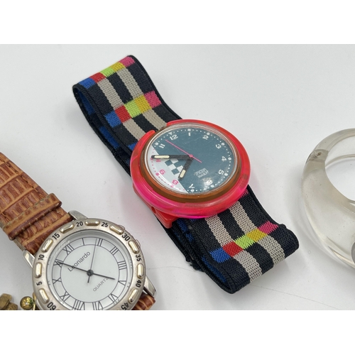 2345 - Three wristwatches to include Swatch Pop etc.