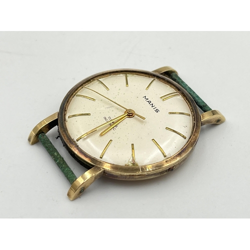 2346 - A mid 20th century hallmarked Edinburgh 9ct gold cased Manis mechanical men's wristwatch - approx. g... 