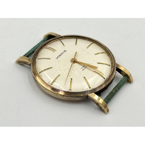 2346 - A mid 20th century hallmarked Edinburgh 9ct gold cased Manis mechanical men's wristwatch - approx. g... 