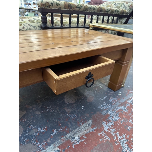 170 - A modern pine rectangular coffee table - approx. 41cm high x 61cm wide x 100cm deep