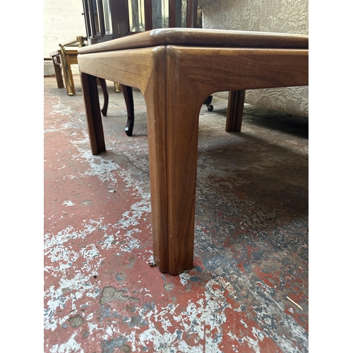174 - A mid 20th century teak and tiled top coffee table - approx. 37cm high x 71cm wide x 71cm deep