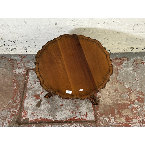 195 - A Georgian style mahogany piecrust edge tilt top tripod occasional table on ball and claw supports -... 