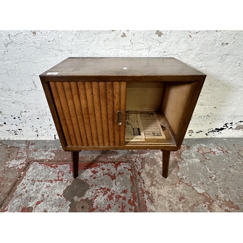 196 - A mid 20th century plywood two door record cabinet - approx. 65cm high x 60cm wide x 37cm deep