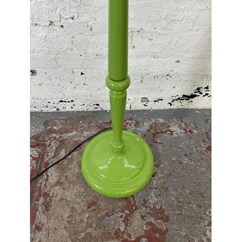 200A - A modern green metal standard lamp with shade - approx. 163cm high