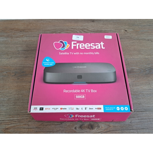 706 - A boxed Freesat UHD-4X-500 500GB recordable 4k satellite TV box