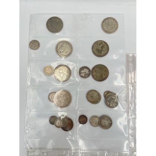 2245D - A collection of coins to include ten .925 silver threepences, seven .500 silver half crowns, 1873 .9... 