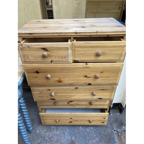 211 - A modern pine chest of drawers - approx. 110cm high x 80cm wide x 45cm deep