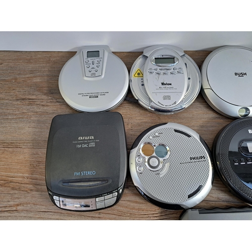 655 - A collection of personal CD players to include Bush, Philips, Goodmans etc.