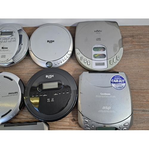 655 - A collection of personal CD players to include Bush, Philips, Goodmans etc.