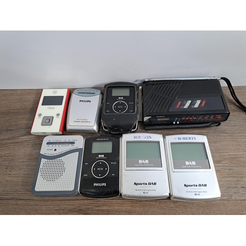 659 - A collection of pocket radios to include Philips DA1102 DAB, cased Texet HH-990A two-band, two Rober... 