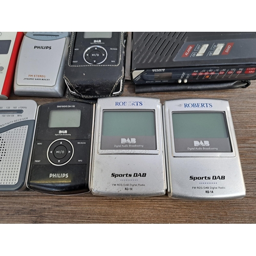 659 - A collection of pocket radios to include Philips DA1102 DAB, cased Texet HH-990A two-band, two Rober... 