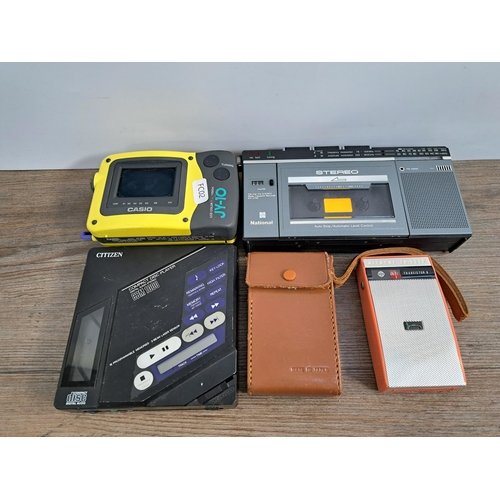 660 - Four vintage items, one National RX-2700 two-band radio/cassette recorder, one Casio JY-10 pocket LC... 