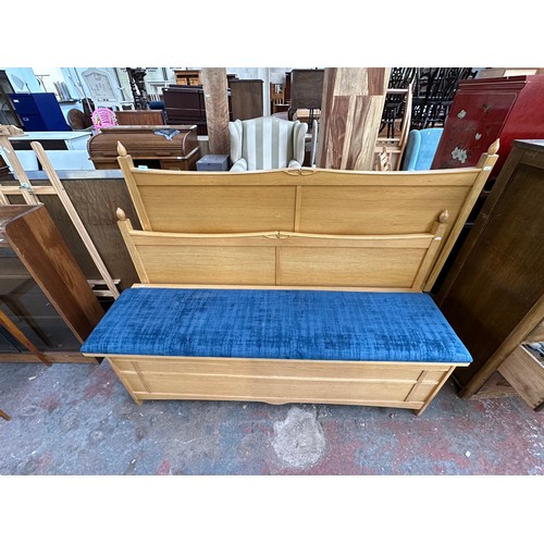 190 - A Bevan Funnell Mackintosh Range oak headboard and footboard/blanket box - headboard approx. 150cm w... 