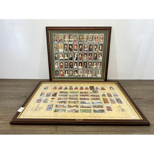 485 - Two framed cigarette card sets, one The Battle of Waterloo and one Kings and Queens of England