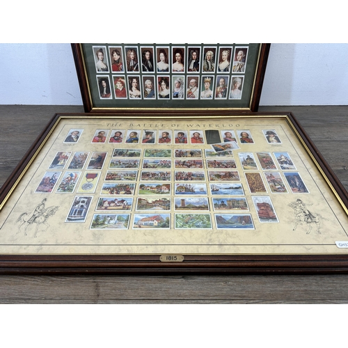 485 - Two framed cigarette card sets, one The Battle of Waterloo and one Kings and Queens of England