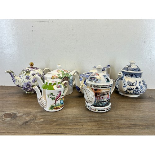 416 - Six ceramic teapots to include Spode Italian, Churchill, Royale Stratford etc.