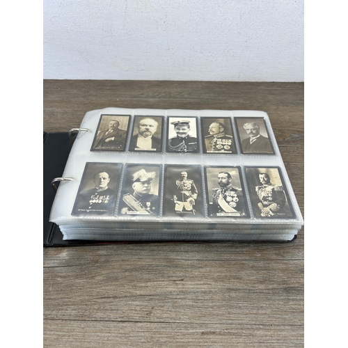 496 - A cigarette card album containing a large collection of various cigarette cards