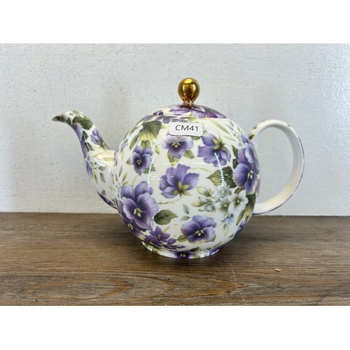 416 - Six ceramic teapots to include Spode Italian, Churchill, Royale Stratford etc.