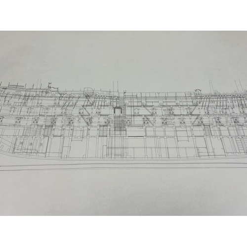 513A - A mid 20th century profile blueprint of H.M.S Victory published by Her Majesty's Stationery Office