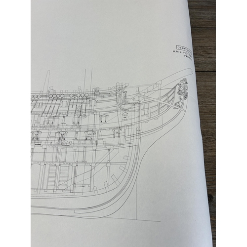 513A - A mid 20th century profile blueprint of H.M.S Victory published by Her Majesty's Stationery Office