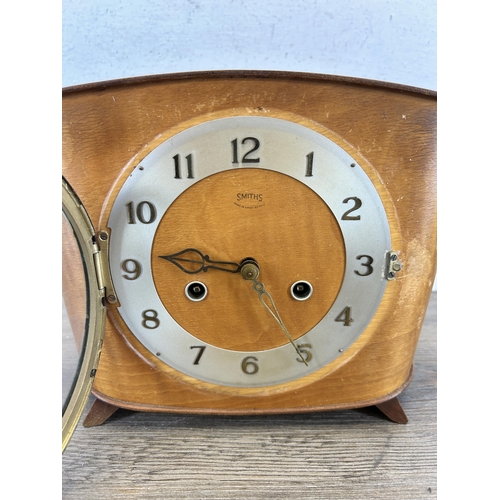 554 - A mid 20th century Smiths teak cased chiming mantle clock