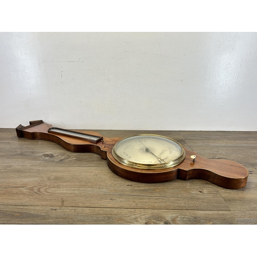 556 - A George III L. Botto-Evesham inlaid mahogany cased wall mountable wheel barometer - approx. 105cm h... 