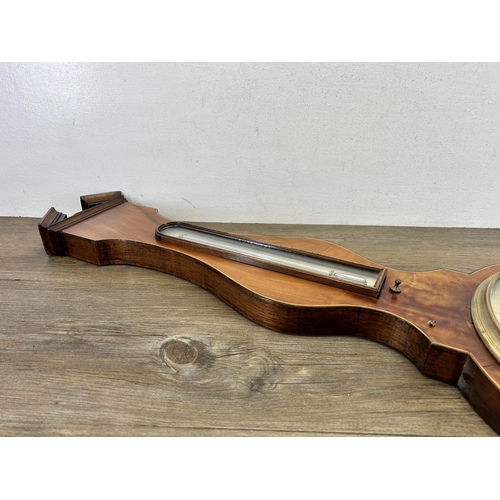 556 - A George III L. Botto-Evesham inlaid mahogany cased wall mountable wheel barometer - approx. 105cm h... 