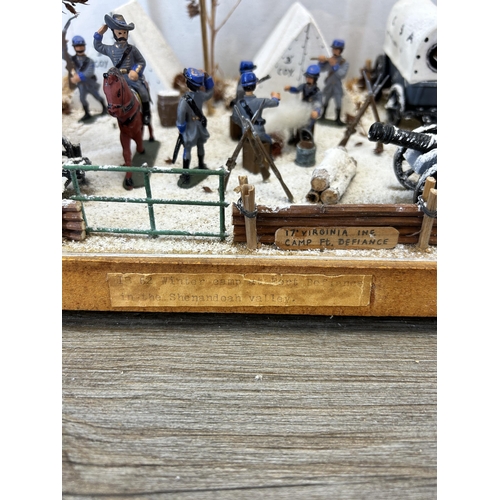 578 - A handmade 'Winter camp at Fort Defiance in the Shenandoah valley' plastic cased diorama - approx. 1... 