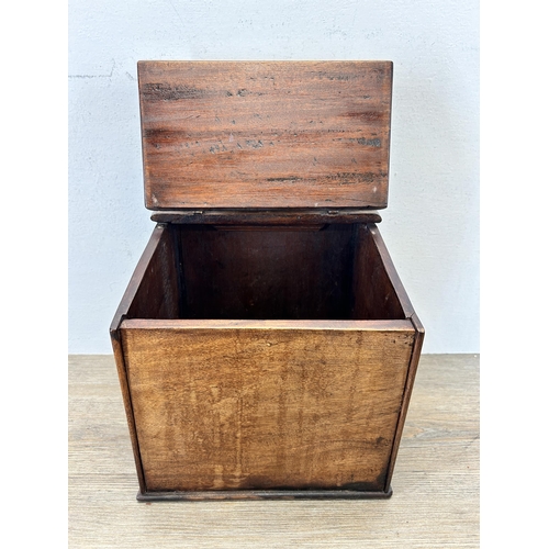 592 - A George III mahogany candle box - 33cm high x 24cm wide x 18cm deep