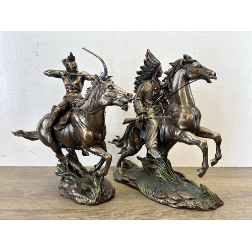 595 - A pair of Willow Hall Native American resin figurines - largest approx. 30cm high