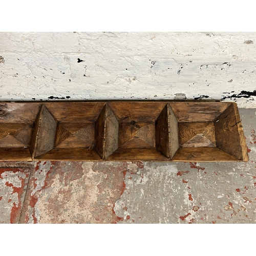 606 - A vintage European carved wooden eight section dough tray - approx. 178cm long x 20cm wide