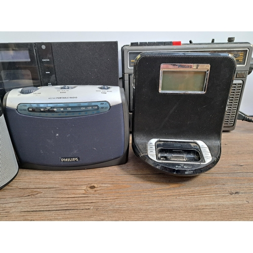 648 - Five items to include vintage Sharp GF-1754 three-band radio/cassette recorder, Philips AE2160 two-b... 