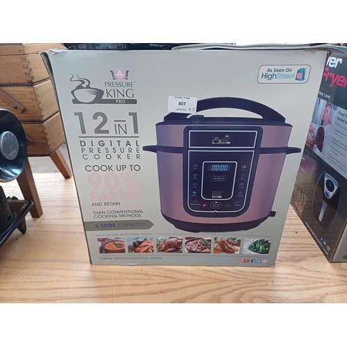 807 - Two items, one boxed Pressure King Pro twelve-in-one digital pressure cooker and one Pro Cook casser... 