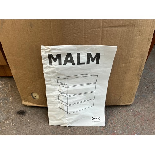 46 - A boxed flat packed IKEA Malm oak effect chest of drawers