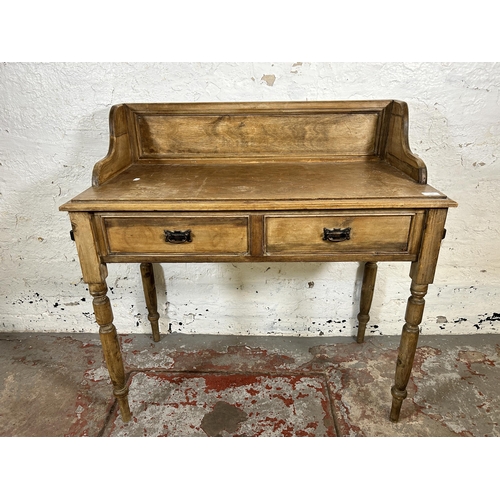 115 - A Victorian pine two drawer wash stand - approx. 93cm high x 93cm wide x 46cm deep