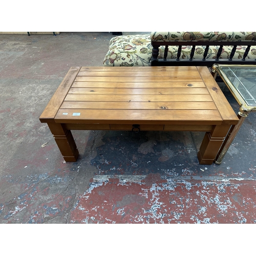 187 - A modern pine rectangular coffee table - approx. 41cm high x 61cm wide x 100cm deep