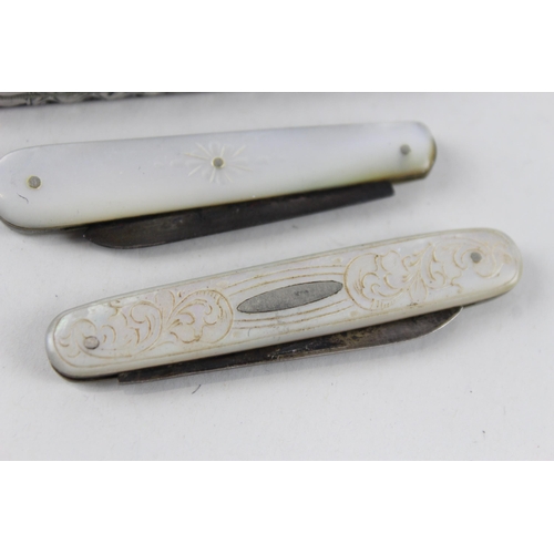 2454F - Three .925 sterling silver pocket knives - approx. gross weight 72g